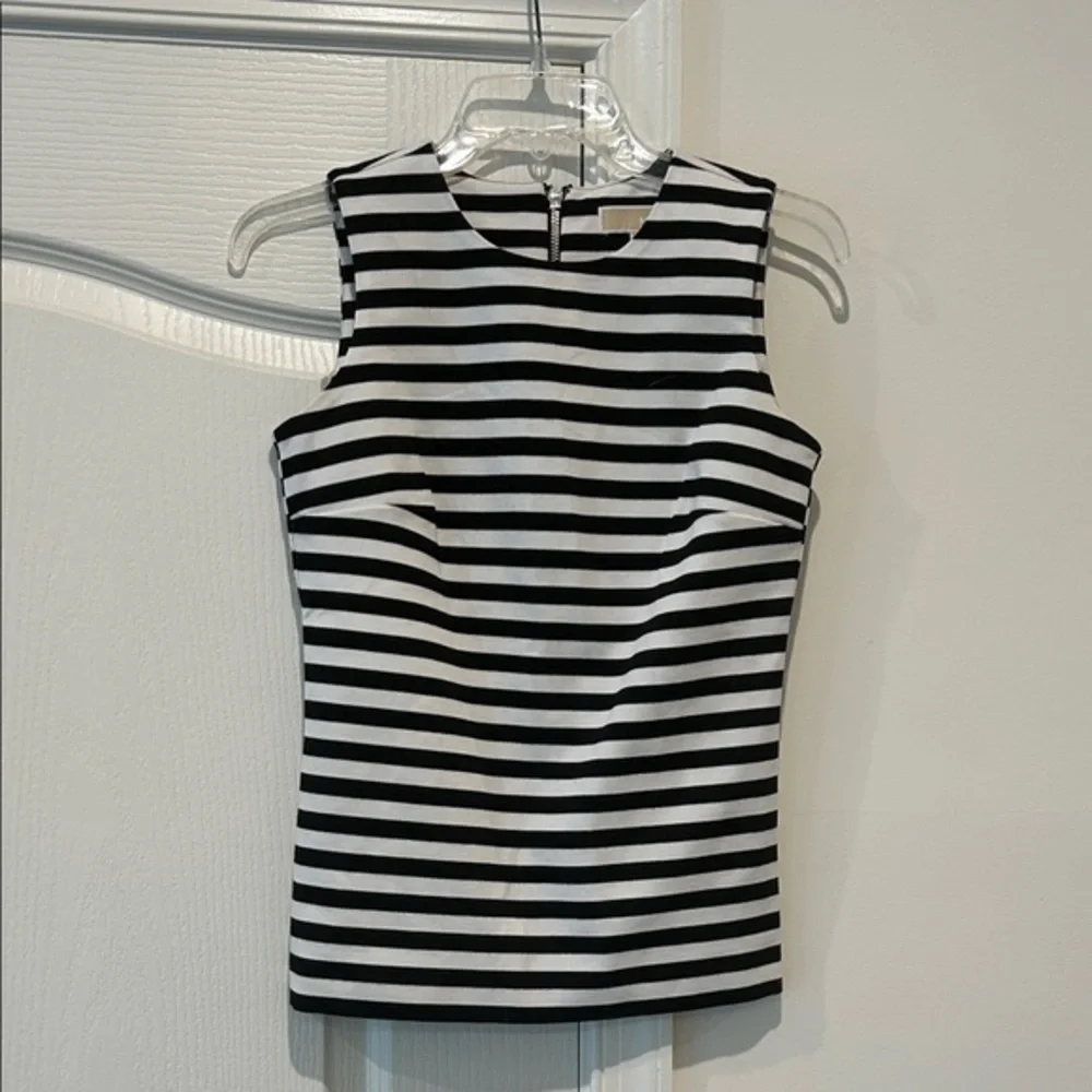 Michael Kors Black and White Striped Tank Top